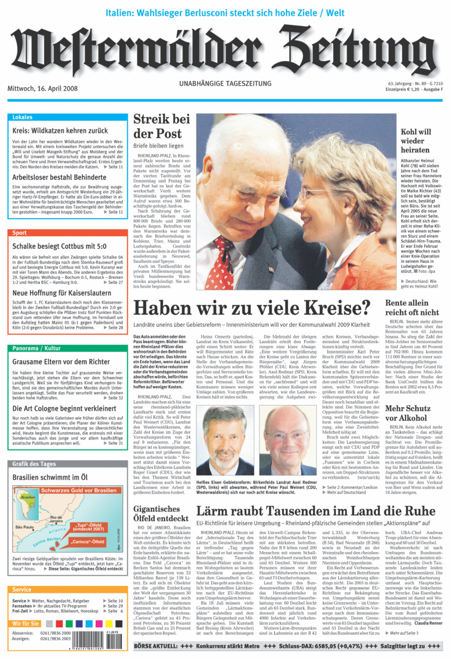 Westerwälder Zeitung vom Mittwoch, 16.04.2008