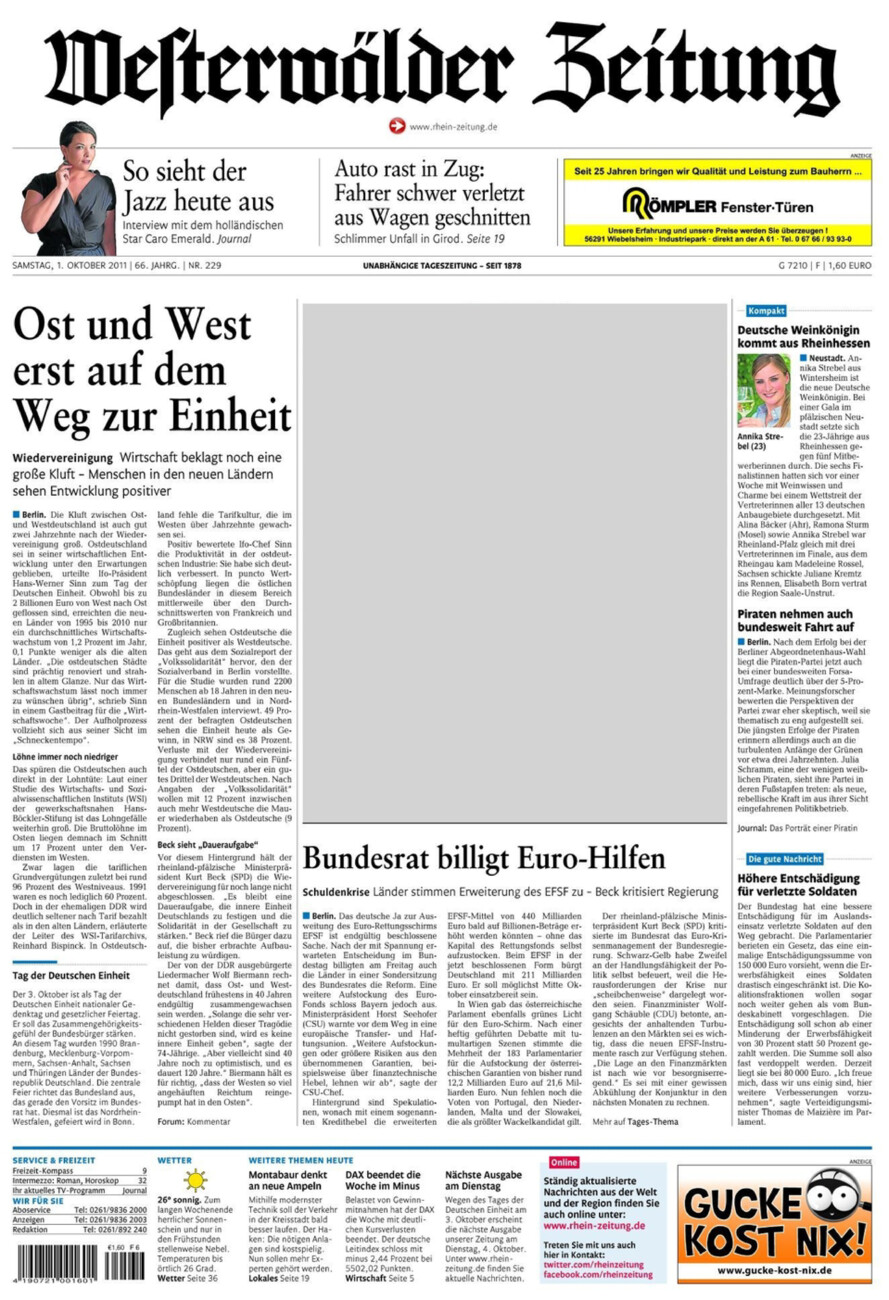 Westerwälder Zeitung vom Samstag, 01.10.2011