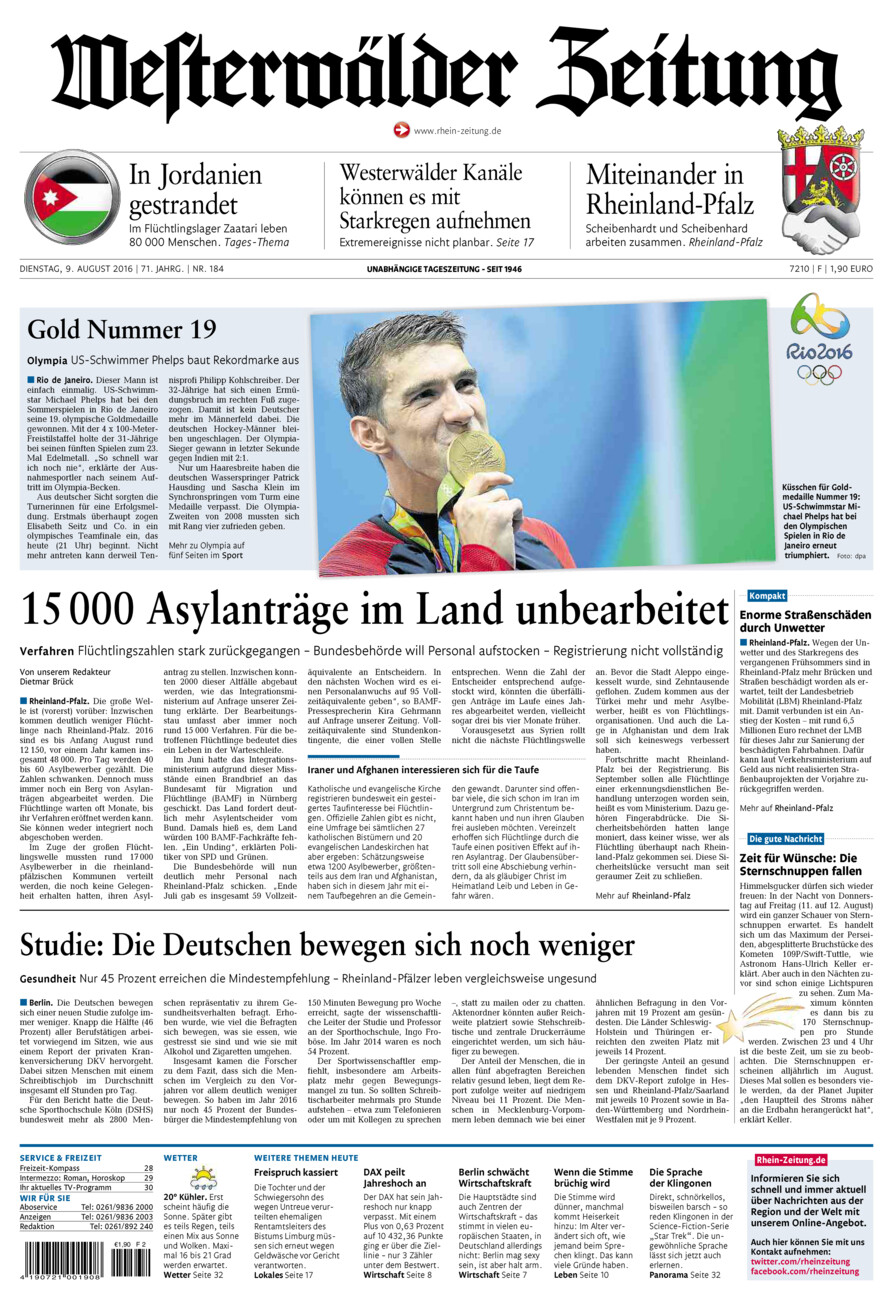 Westerwälder Zeitung vom Dienstag, 09.08.2016