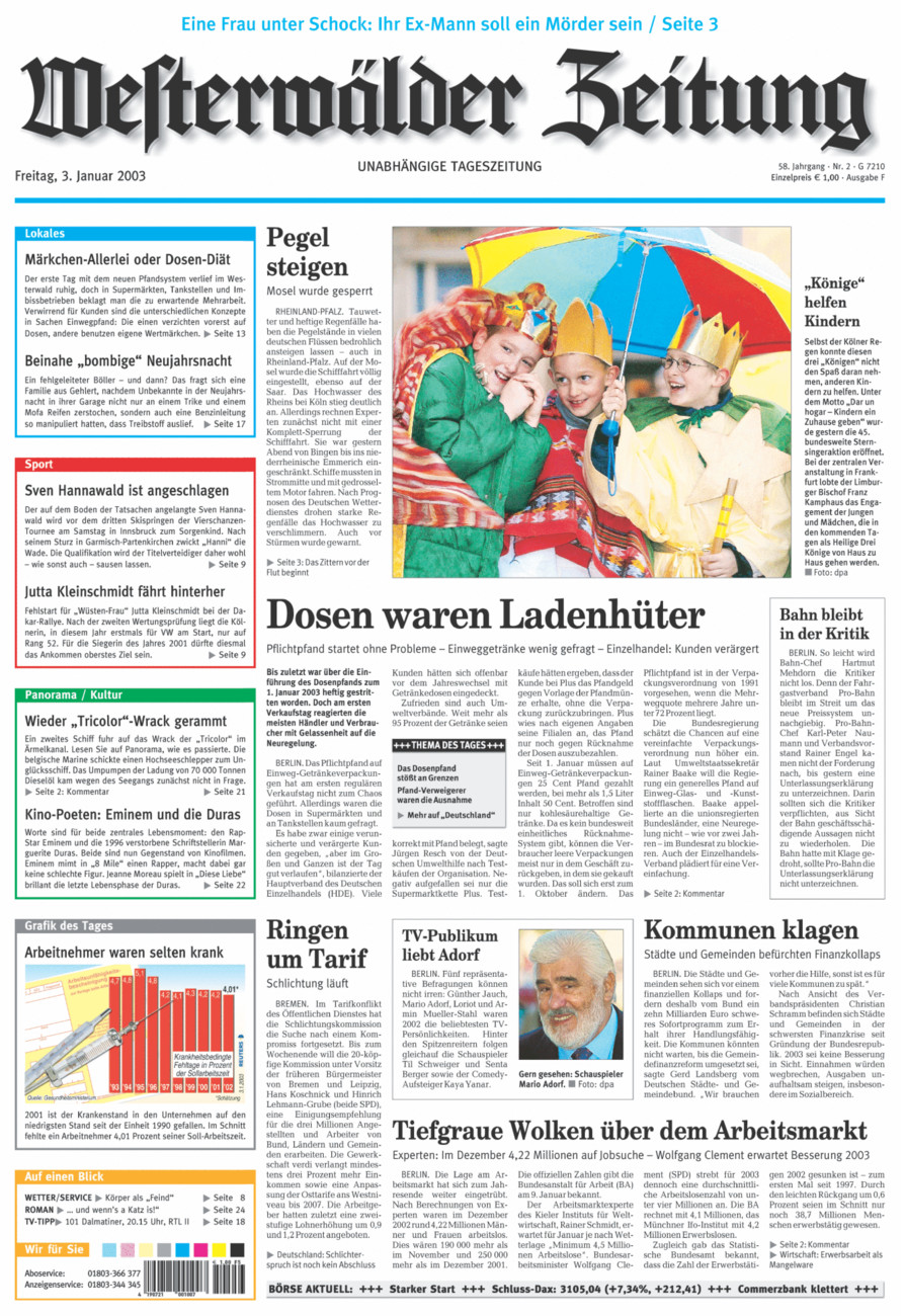 Westerwälder Zeitung vom Freitag, 03.01.2003