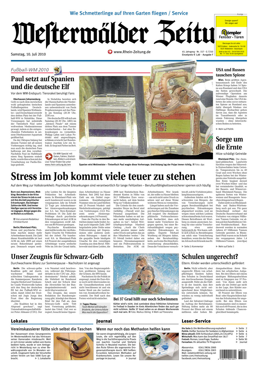 Westerwälder Zeitung vom Samstag, 10.07.2010