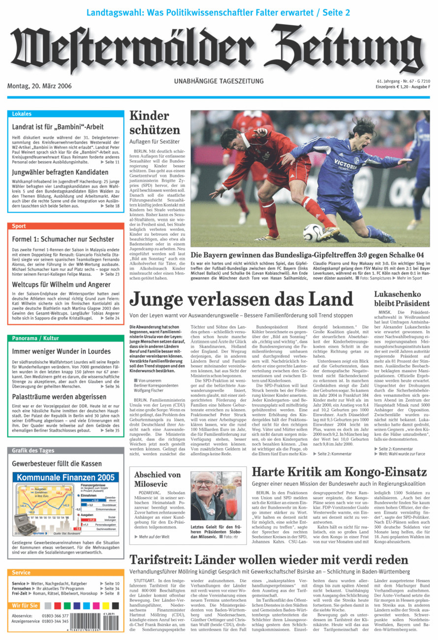 Westerwälder Zeitung vom Montag, 20.03.2006