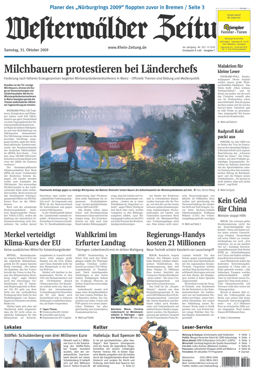 Westerwälder Zeitung vom Samstag, 31.10.2009