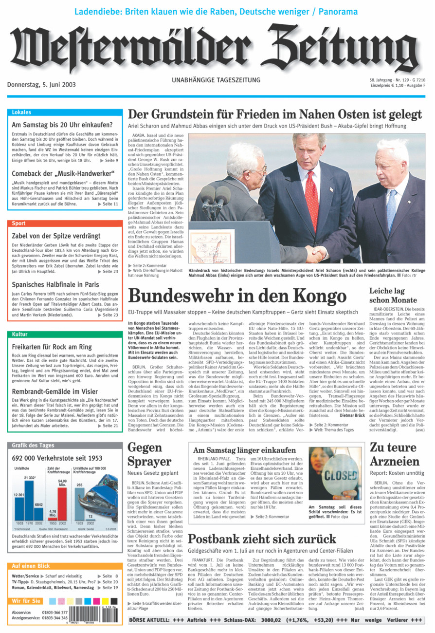 Westerwälder Zeitung vom Donnerstag, 05.06.2003