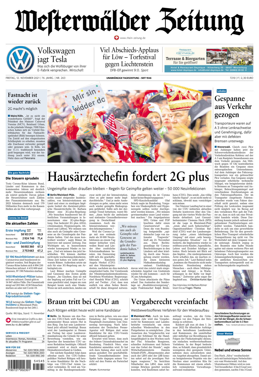 Westerwälder Zeitung vom Freitag, 12.11.2021