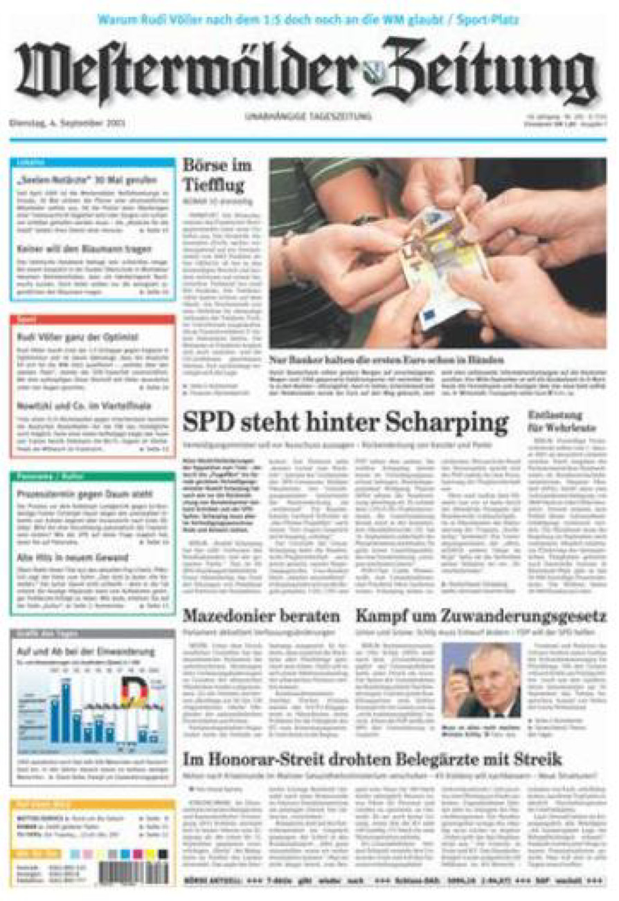 Westerwälder Zeitung vom Dienstag, 04.09.2001