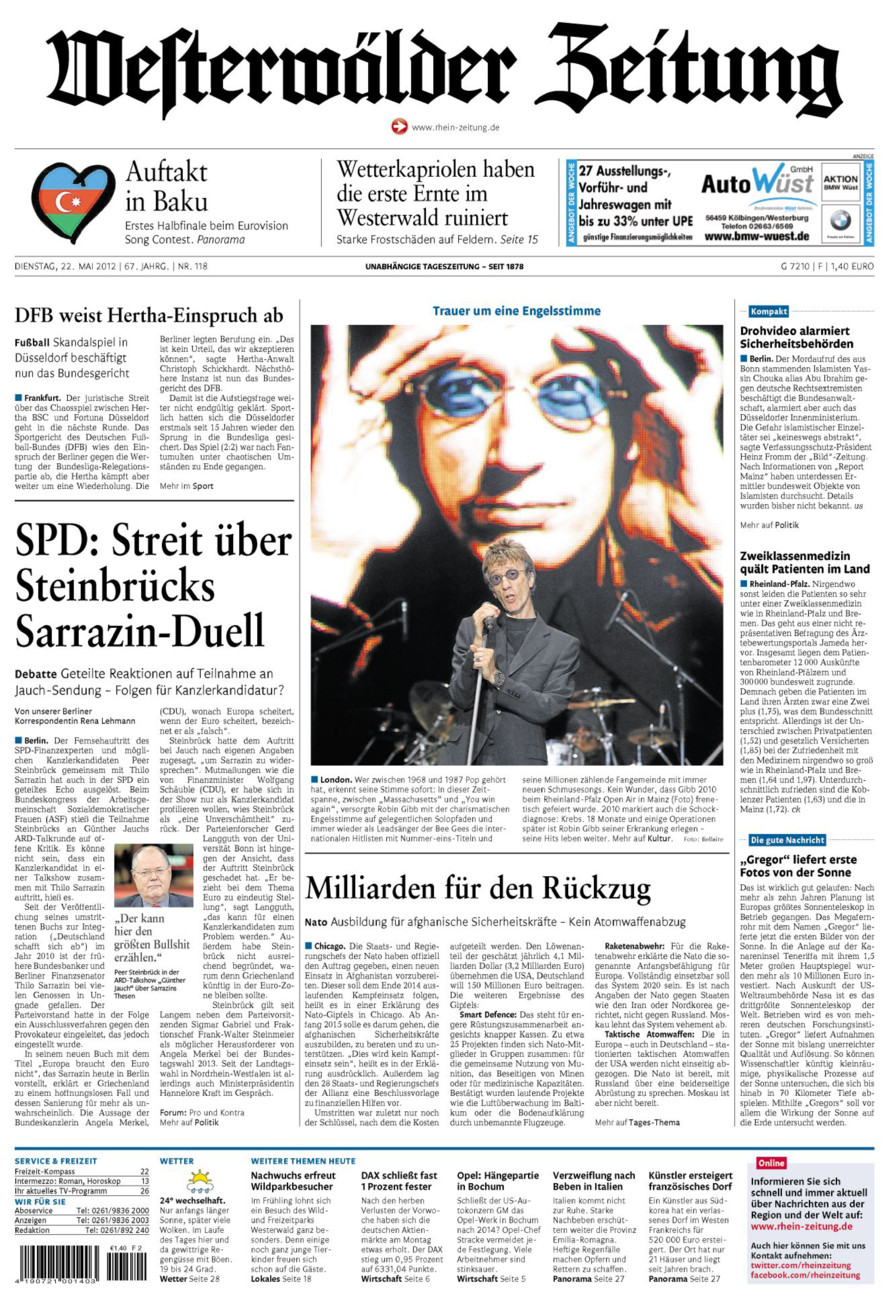 Westerwälder Zeitung vom Dienstag, 22.05.2012