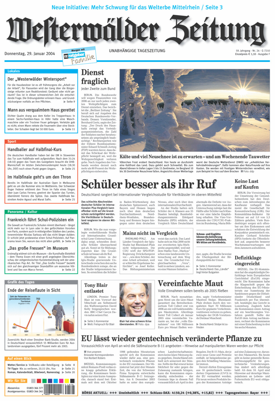 Westerwälder Zeitung vom Donnerstag, 29.01.2004
