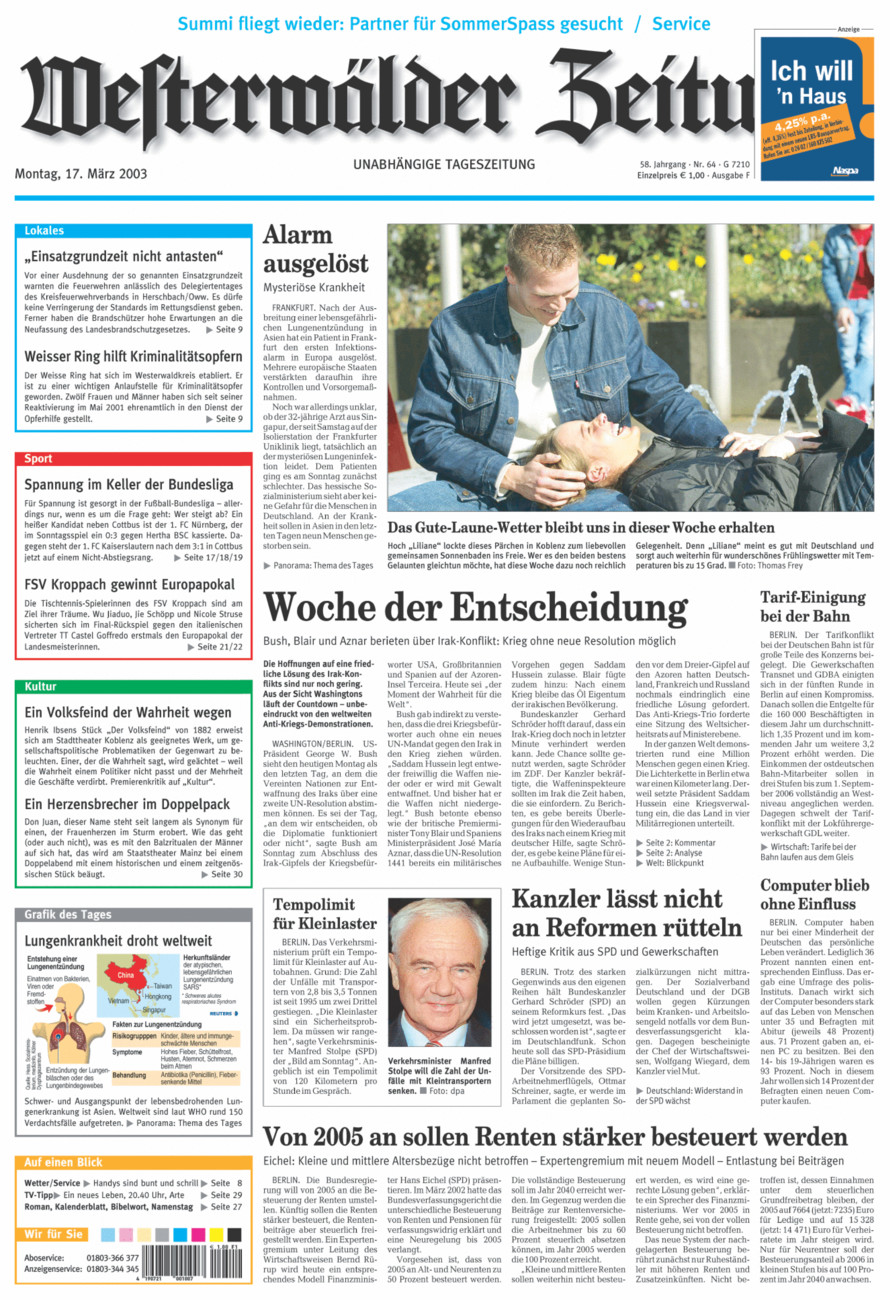 Westerwälder Zeitung vom Montag, 17.03.2003