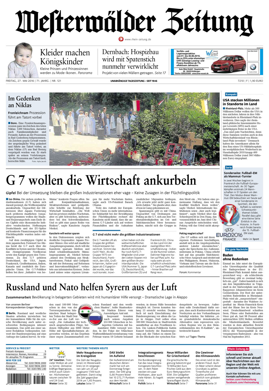 Westerwälder Zeitung vom Freitag, 27.05.2016