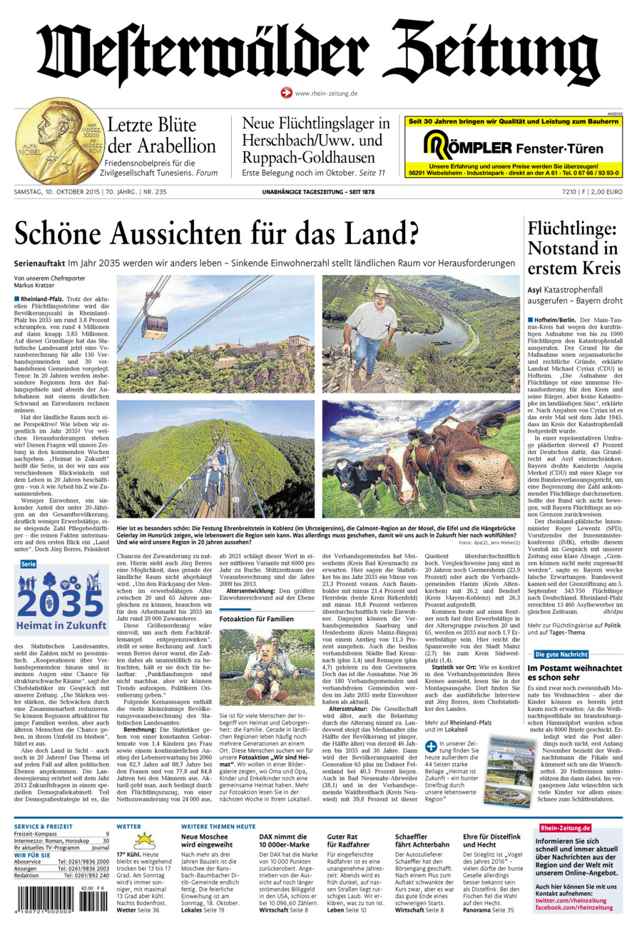Westerwälder Zeitung vom Samstag, 10.10.2015
