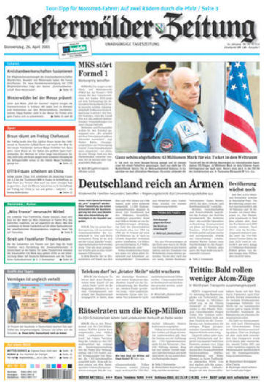 Westerwälder Zeitung vom Donnerstag, 26.04.2001
