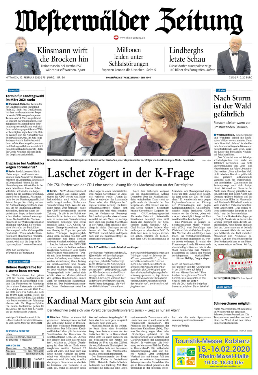 Westerwälder Zeitung vom Mittwoch, 12.02.2020