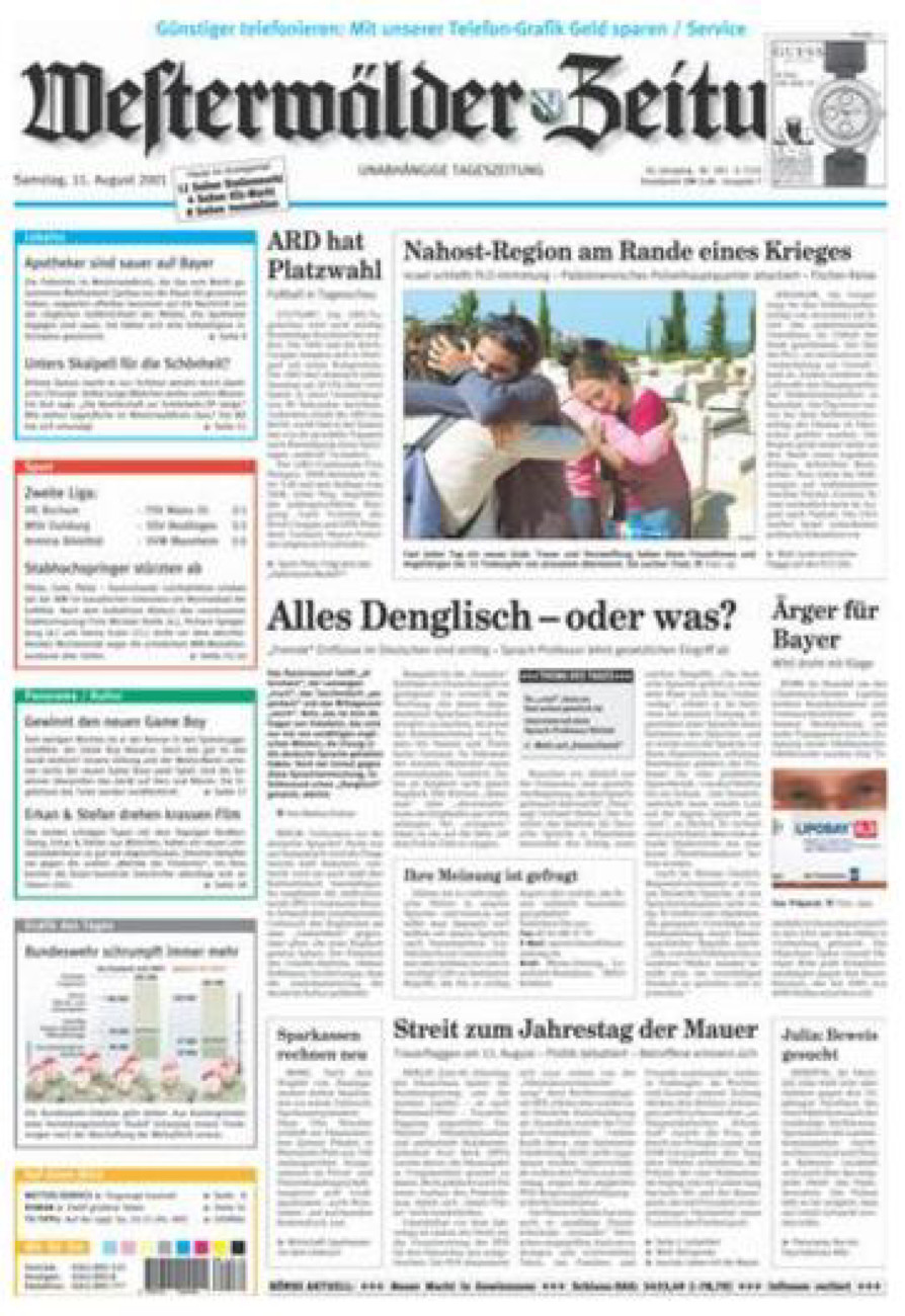 Westerwälder Zeitung vom Samstag, 11.08.2001