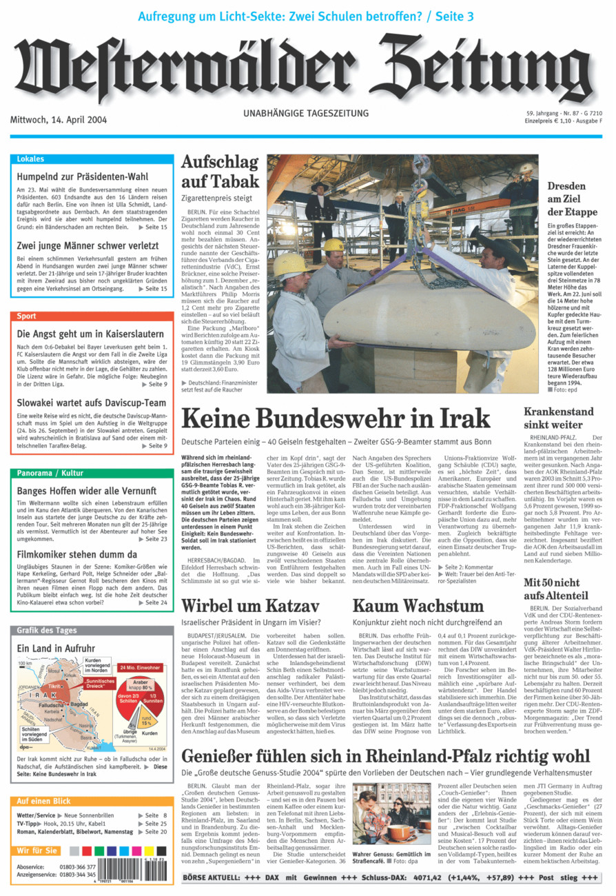 Westerwälder Zeitung vom Mittwoch, 14.04.2004