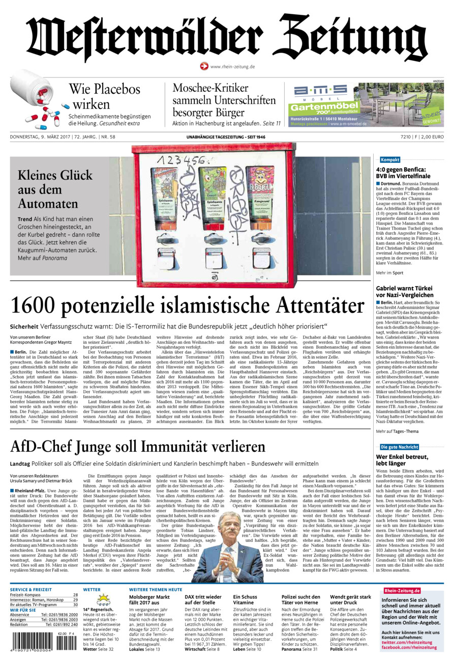 Westerwälder Zeitung vom Donnerstag, 09.03.2017
