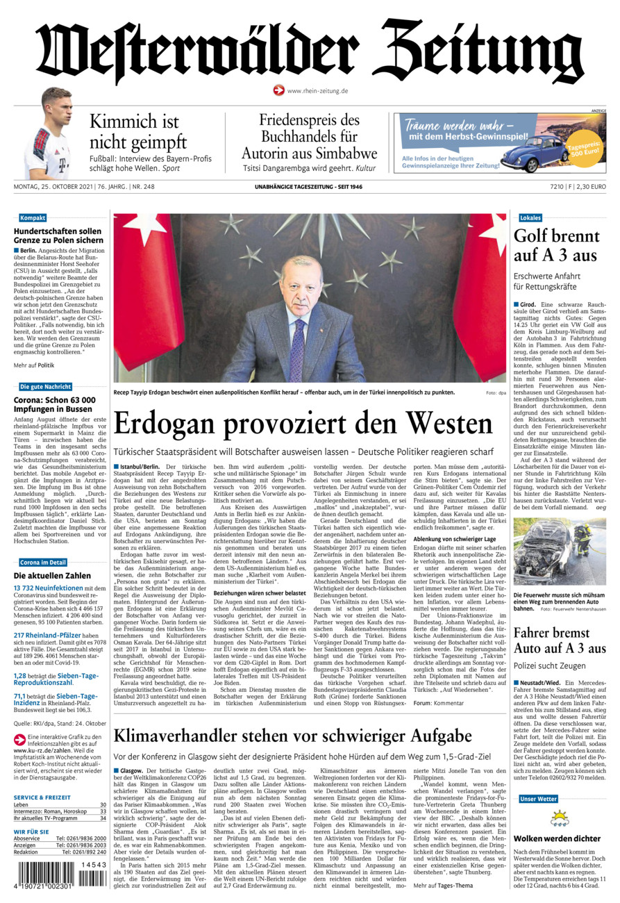 Westerwälder Zeitung vom Montag, 25.10.2021