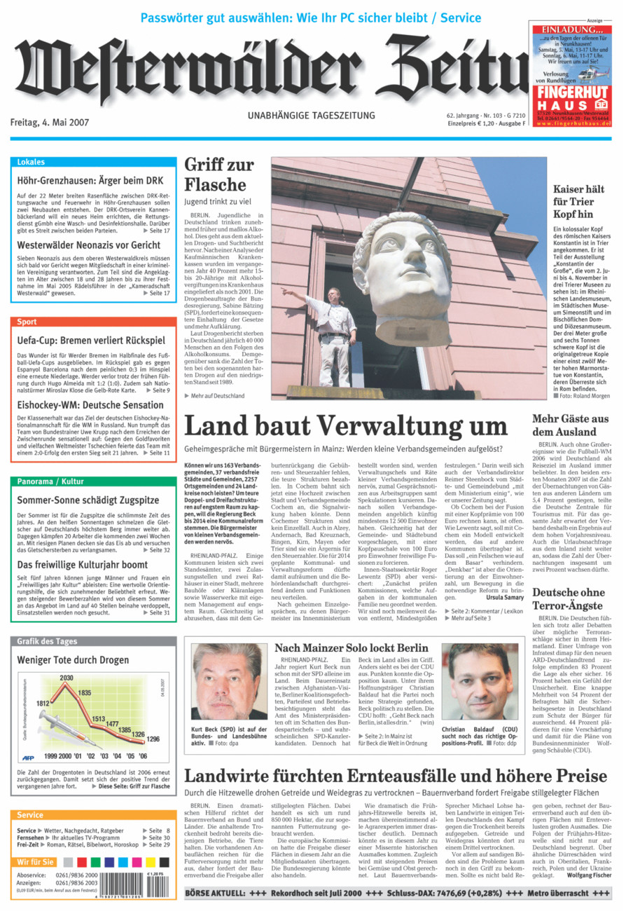Westerwälder Zeitung vom Freitag, 04.05.2007