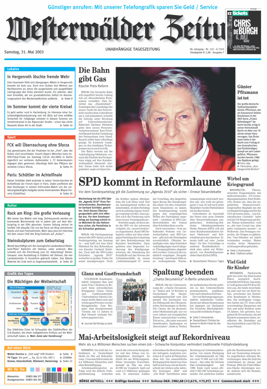 Westerwälder Zeitung vom Samstag, 31.05.2003