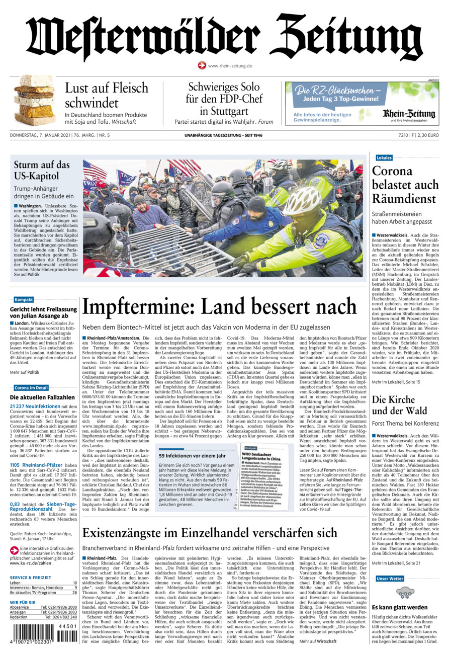 Westerwälder Zeitung vom Donnerstag, 07.01.2021