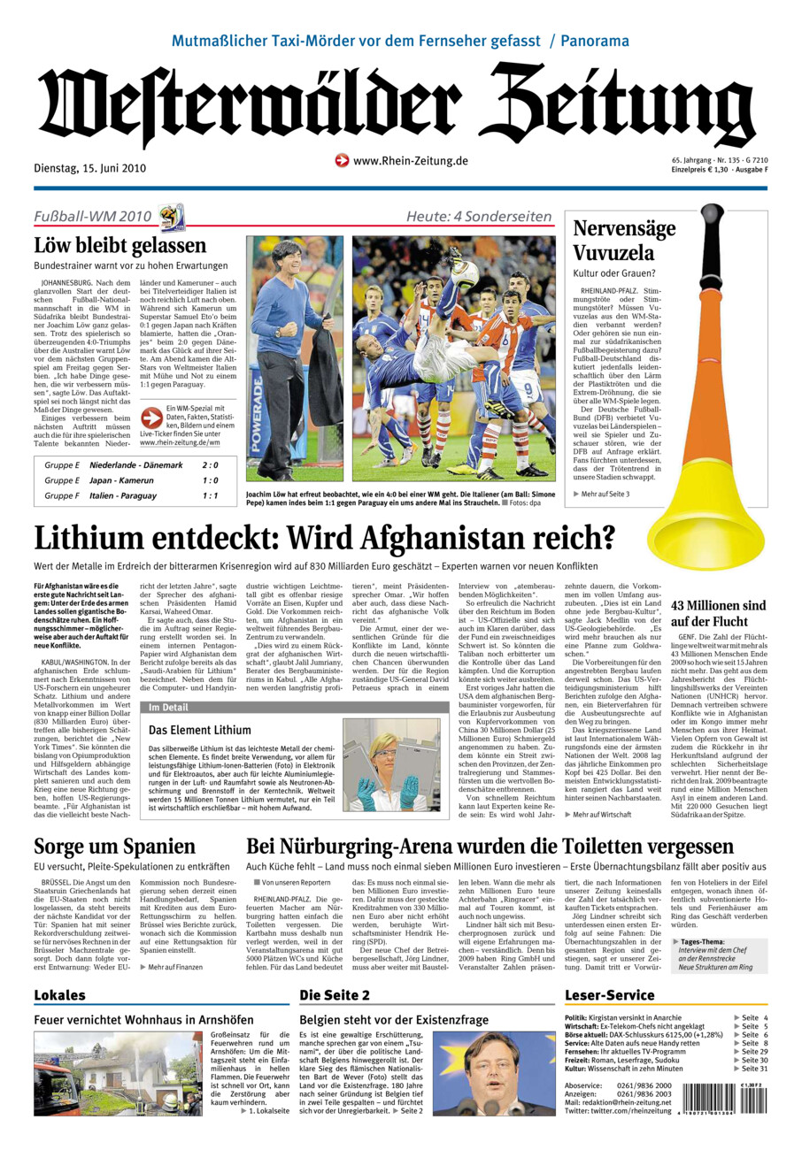 Westerwälder Zeitung vom Dienstag, 15.06.2010