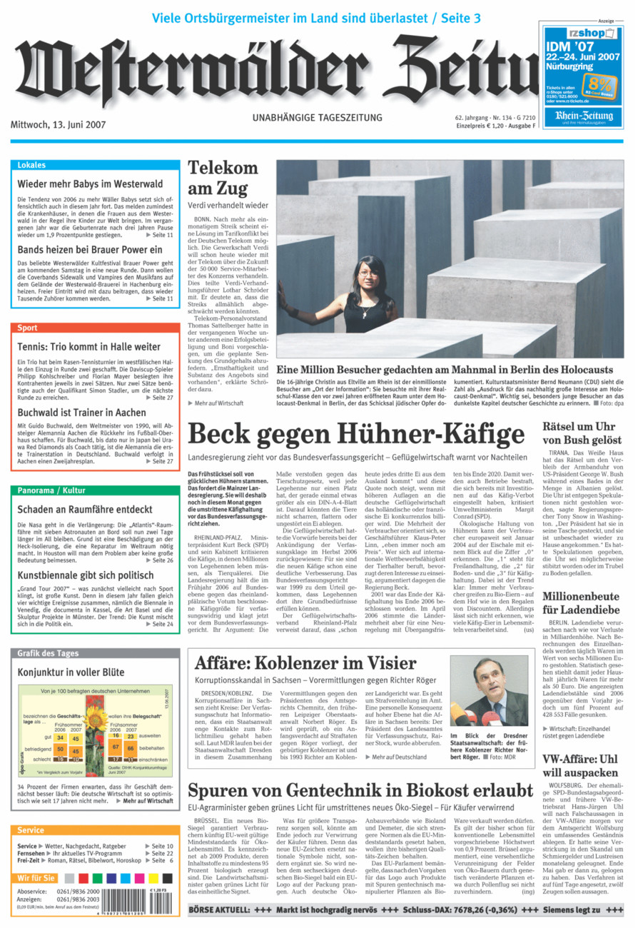 Westerwälder Zeitung vom Mittwoch, 13.06.2007