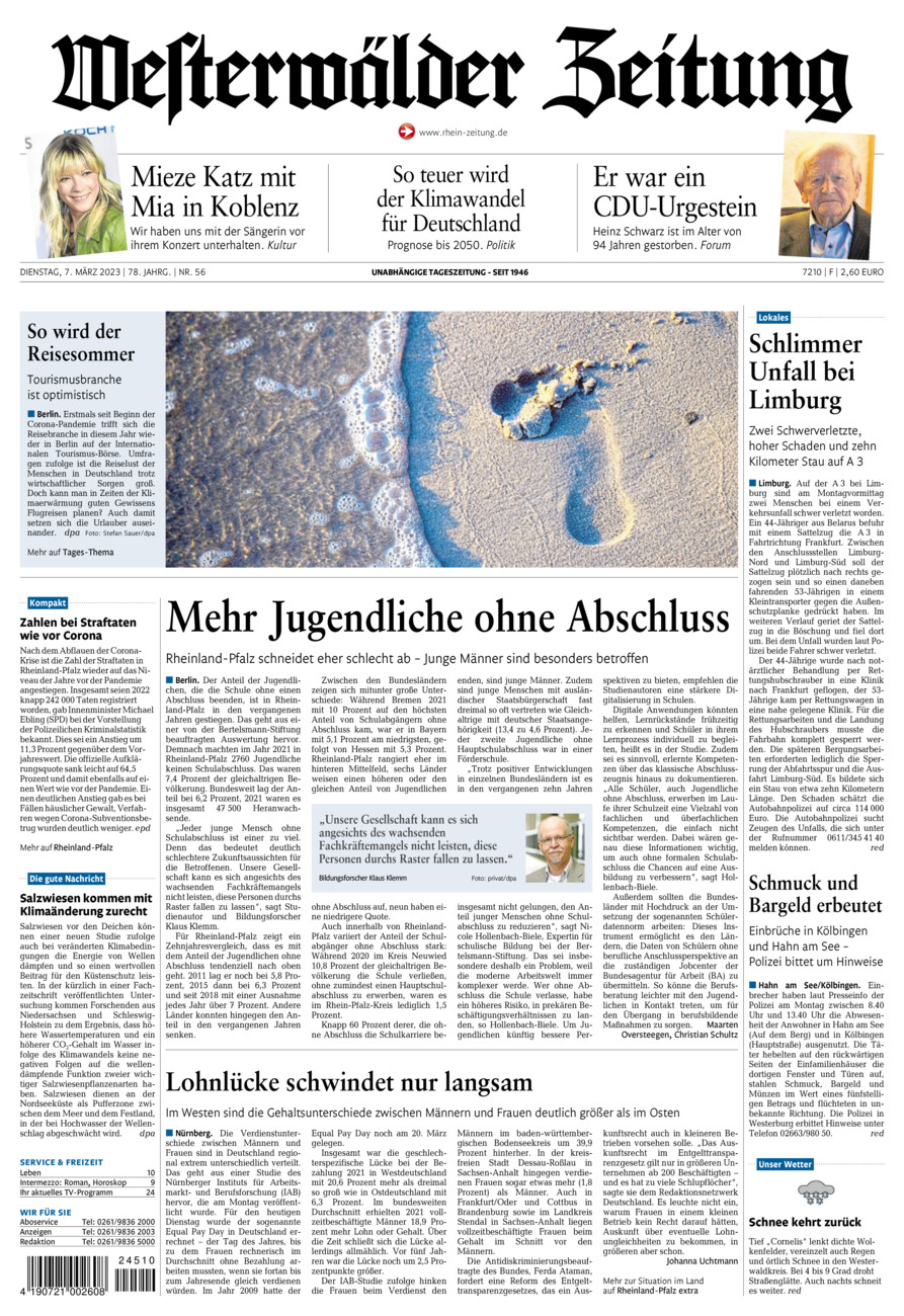 Westerwälder Zeitung vom Dienstag, 07.03.2023