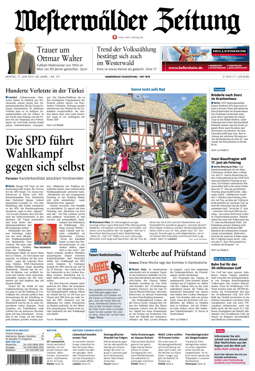 Westerwälder Zeitung vom Montag, 17.06.2013