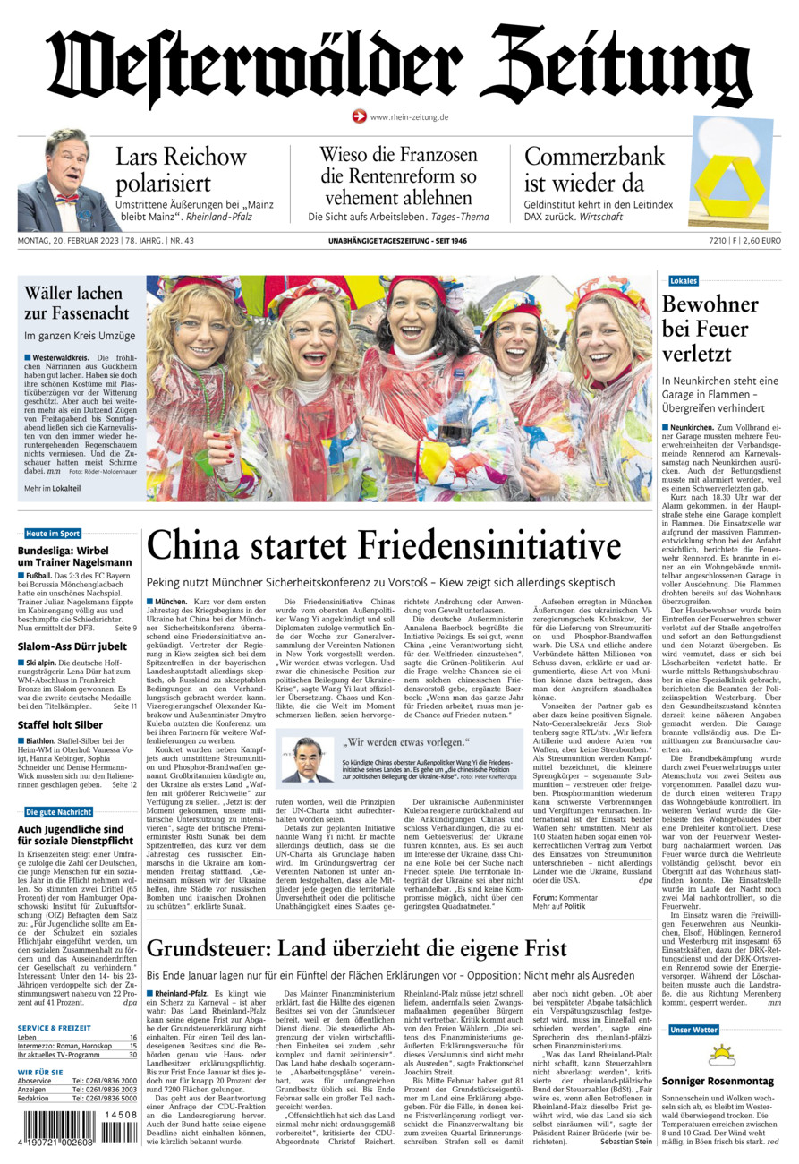 Westerwälder Zeitung vom Montag, 20.02.2023