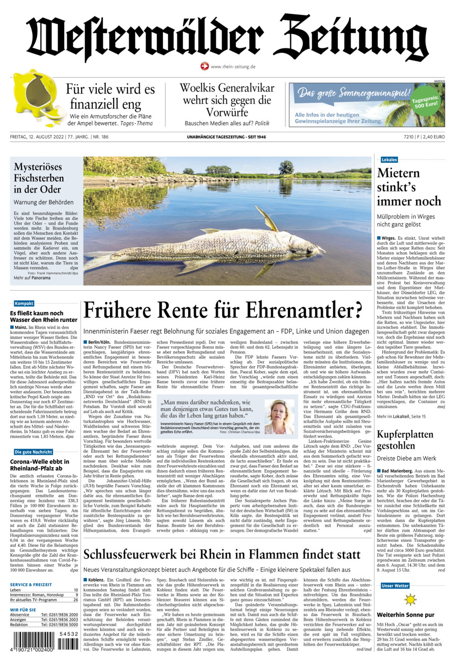 Westerwälder Zeitung vom Freitag, 12.08.2022