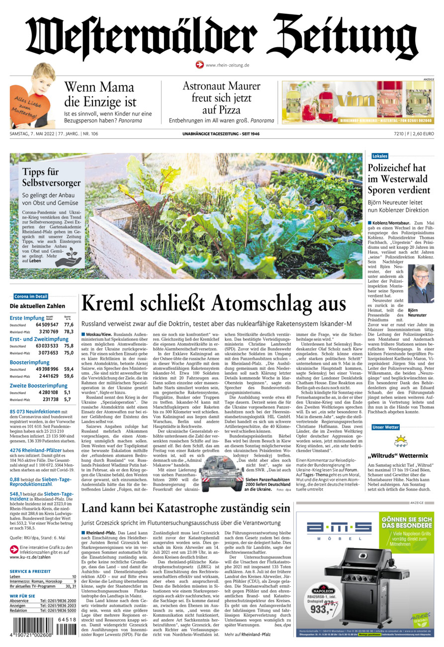 Westerwälder Zeitung vom Samstag, 07.05.2022