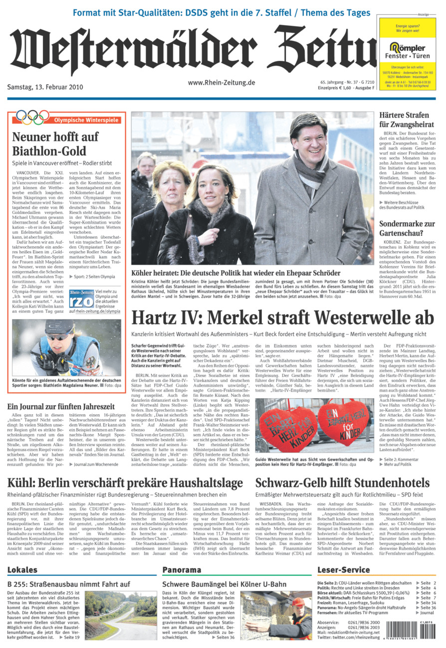 Westerwälder Zeitung vom Samstag, 13.02.2010