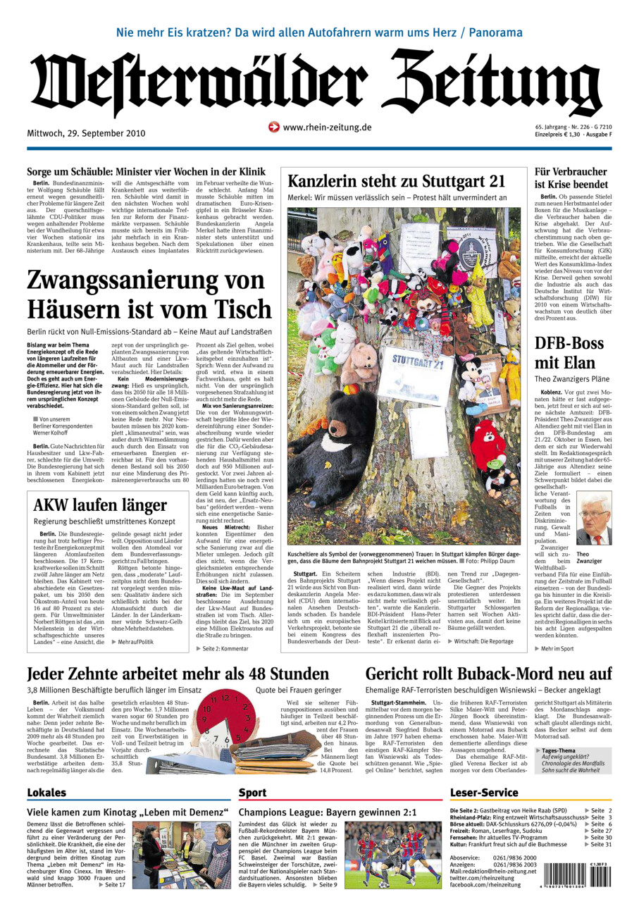 Westerwälder Zeitung vom Mittwoch, 29.09.2010