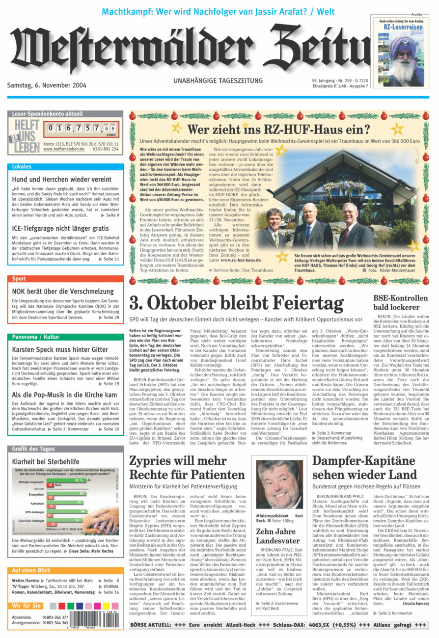 Westerwälder Zeitung vom Samstag, 06.11.2004