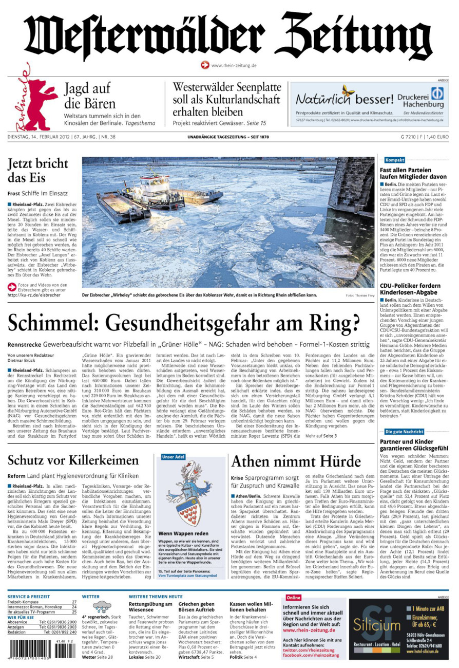 Westerwälder Zeitung vom Dienstag, 14.02.2012