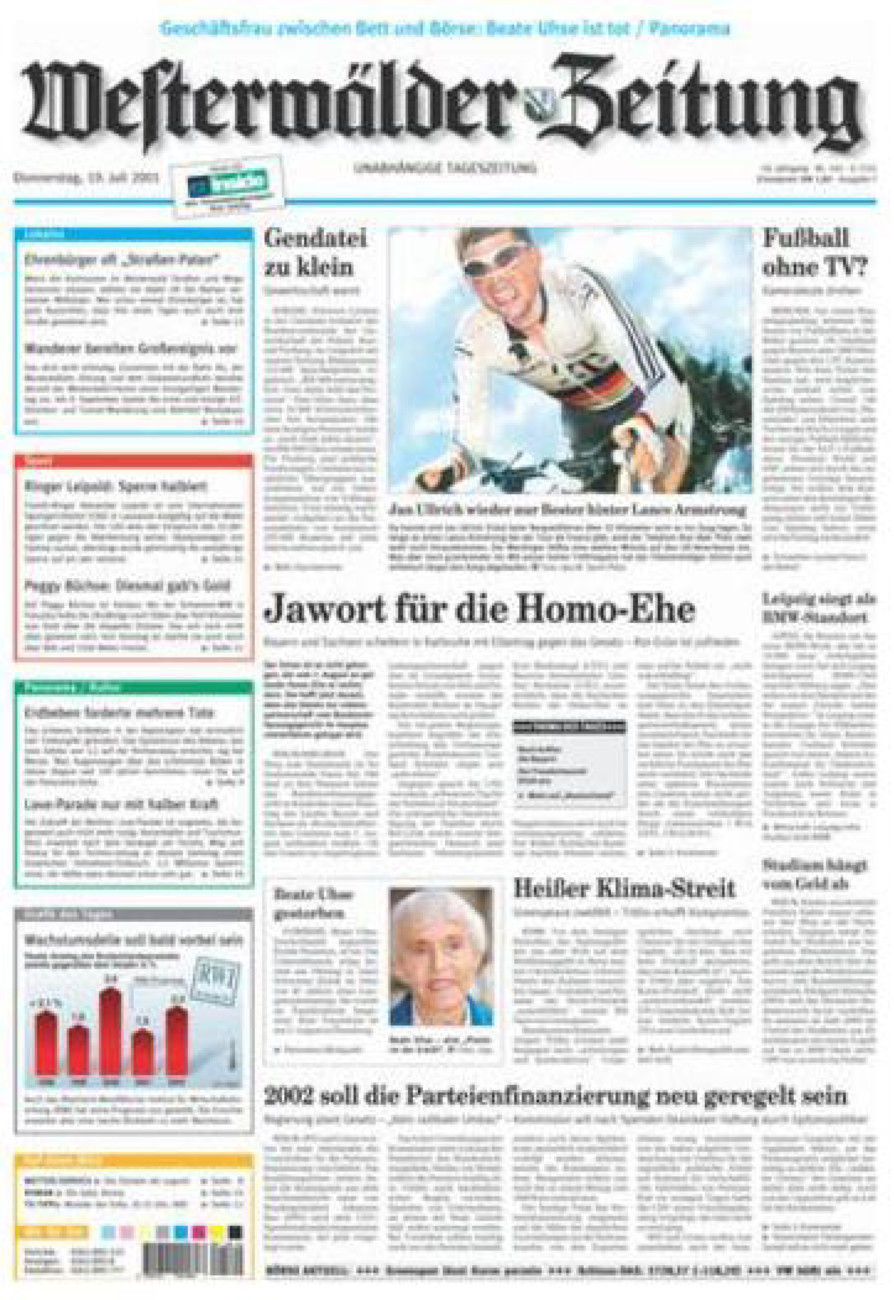 Westerwälder Zeitung vom Donnerstag, 19.07.2001