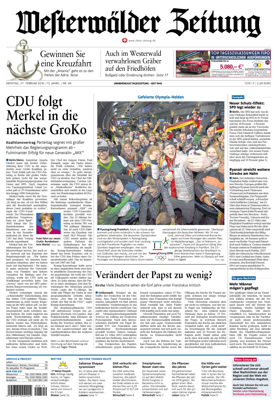 Westerwälder Zeitung vom Dienstag, 27.02.2018