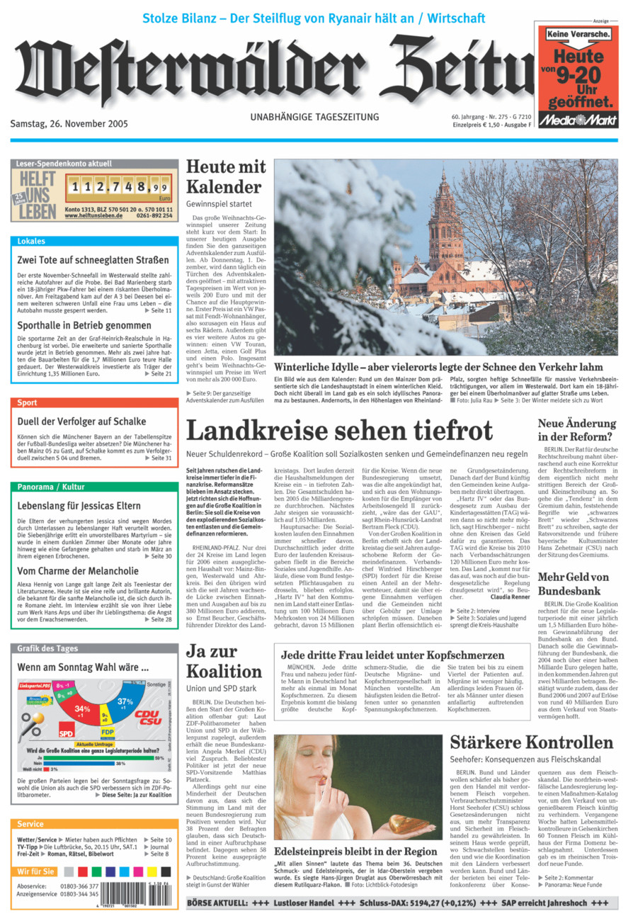 Westerwälder Zeitung vom Samstag, 26.11.2005