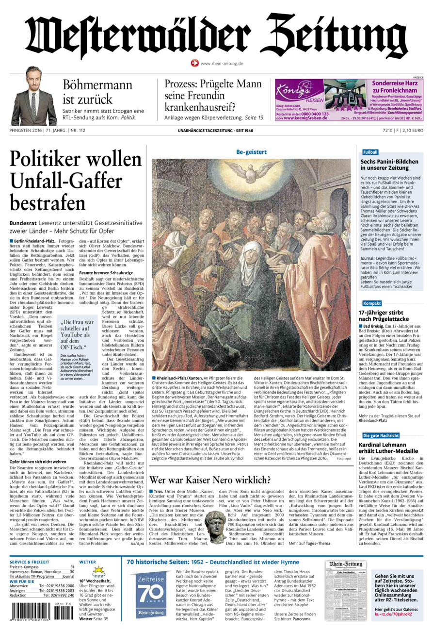 Westerwälder Zeitung vom Samstag, 14.05.2016