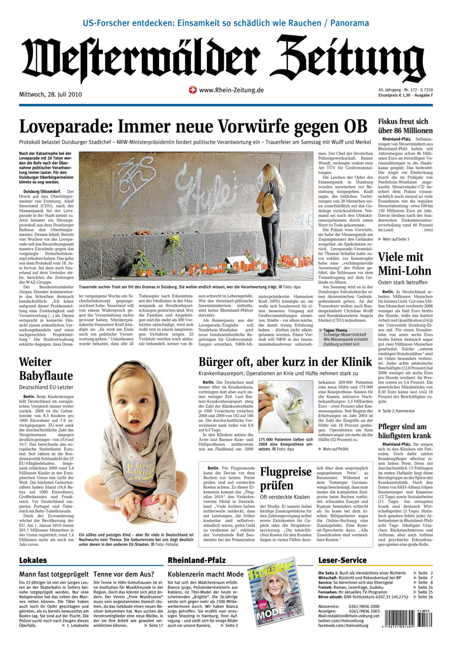 Westerwälder Zeitung vom Mittwoch, 28.07.2010