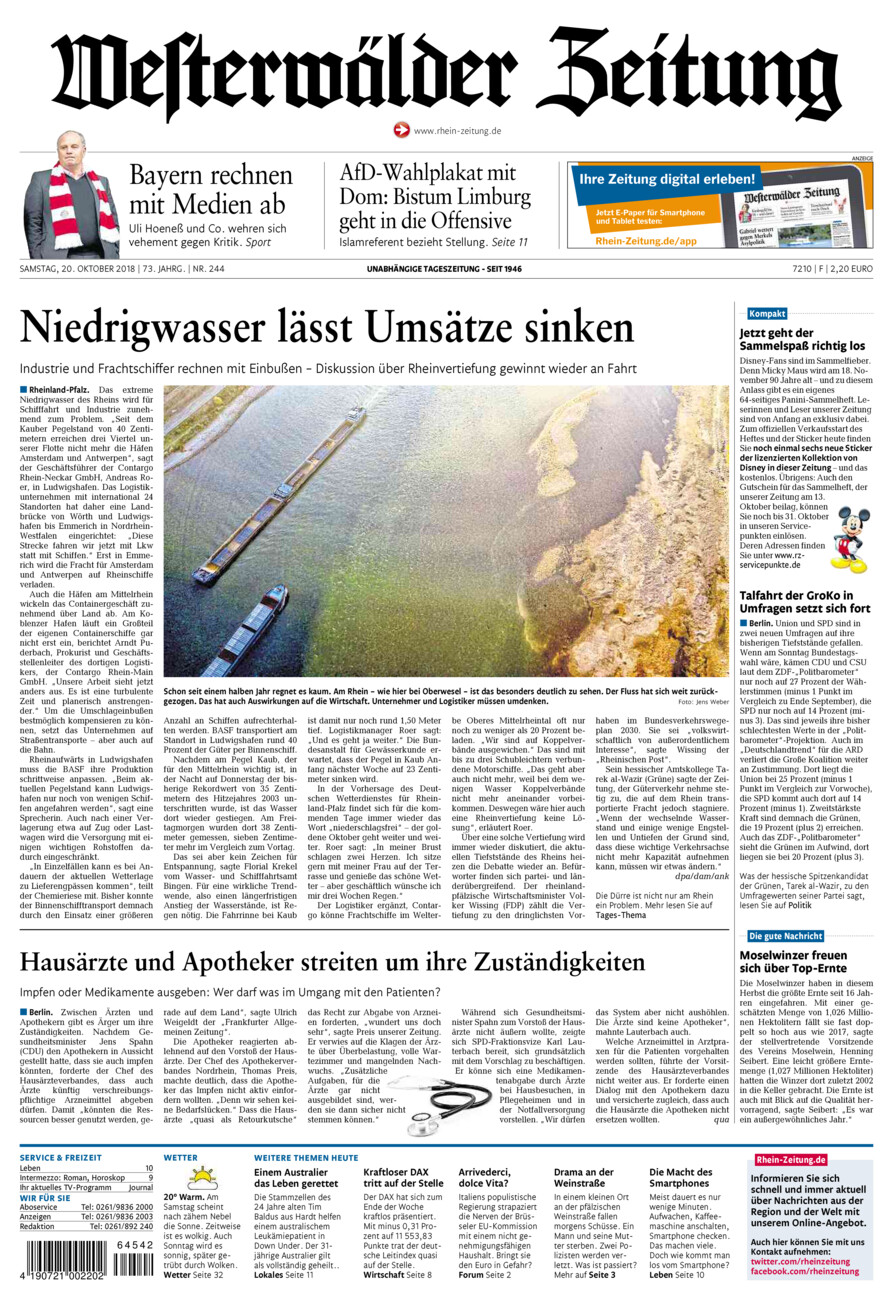 Westerwälder Zeitung vom Samstag, 20.10.2018