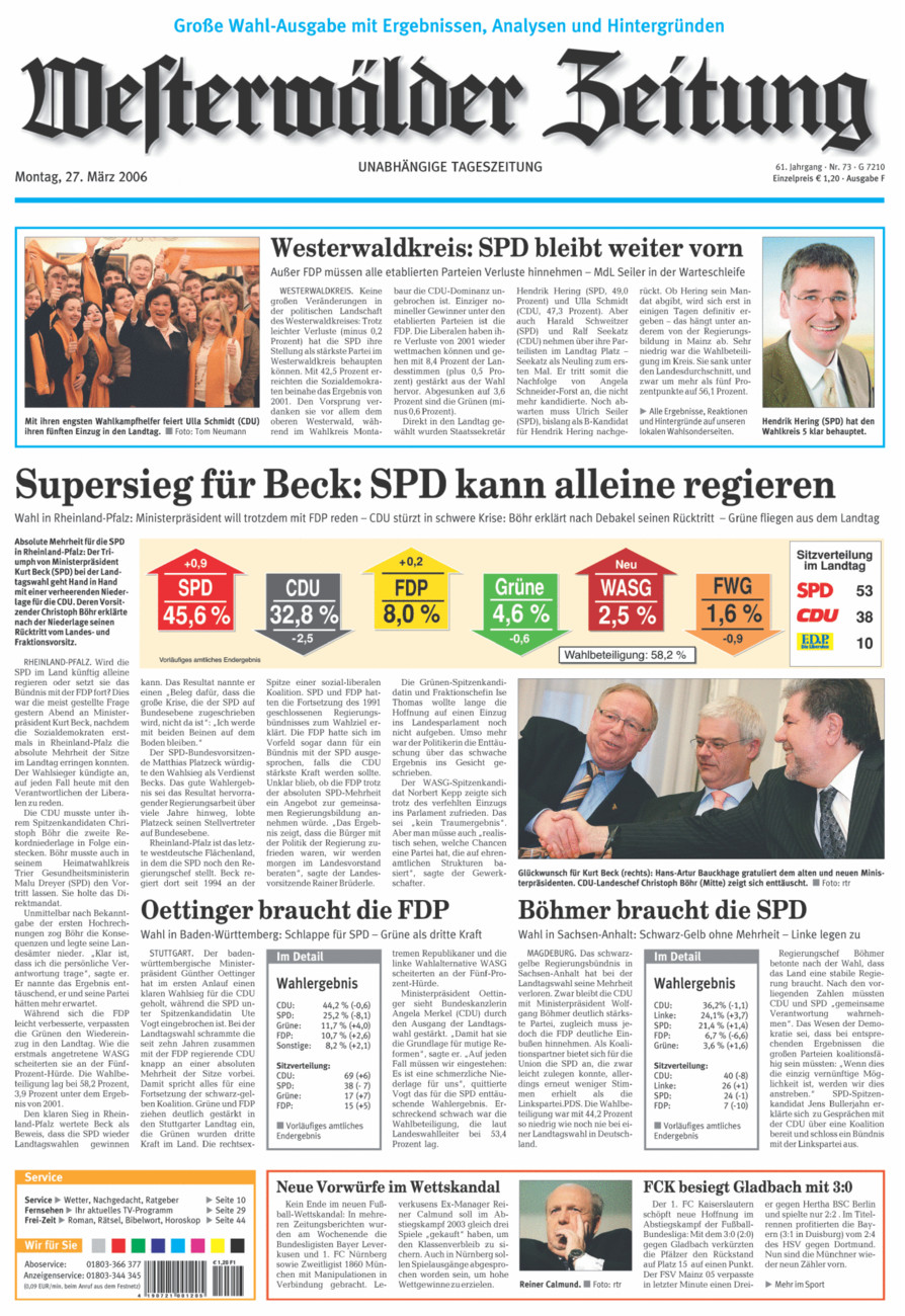 Westerwälder Zeitung vom Montag, 27.03.2006