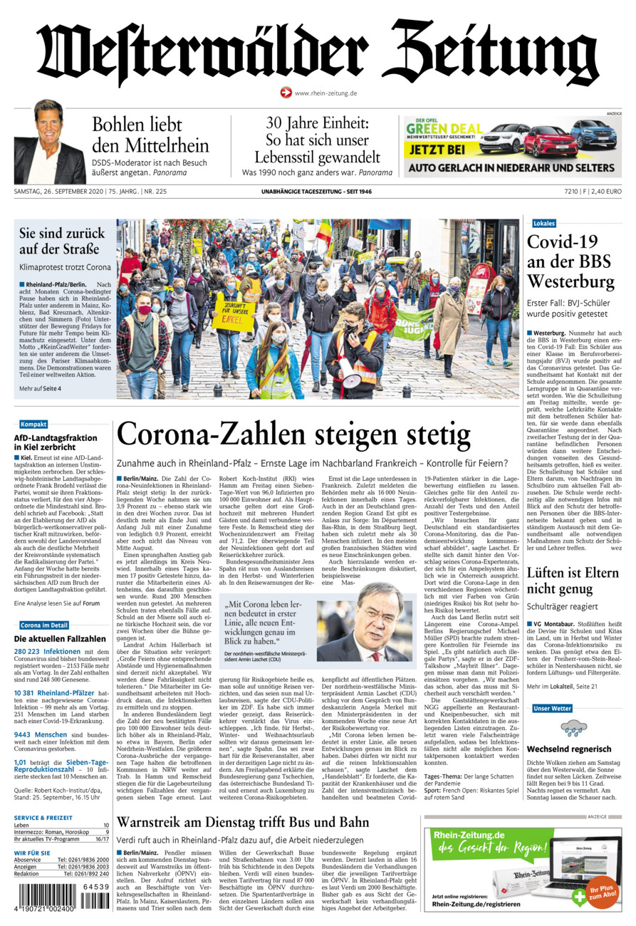Westerwälder Zeitung vom Samstag, 26.09.2020