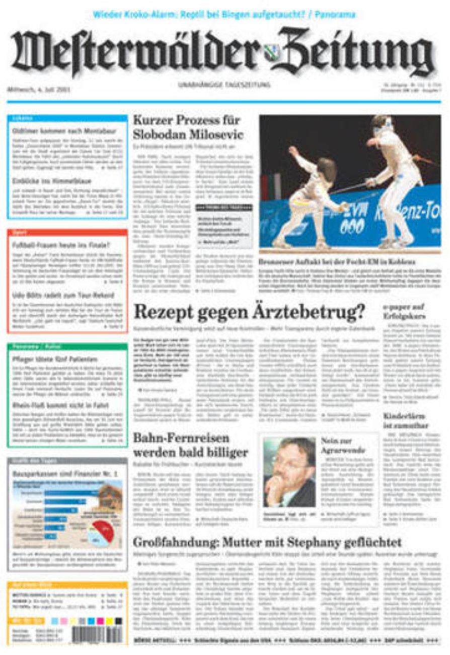 Westerwälder Zeitung vom Mittwoch, 04.07.2001