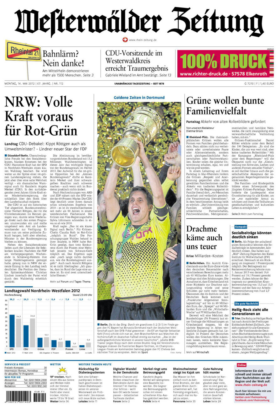 Westerwälder Zeitung vom Montag, 14.05.2012
