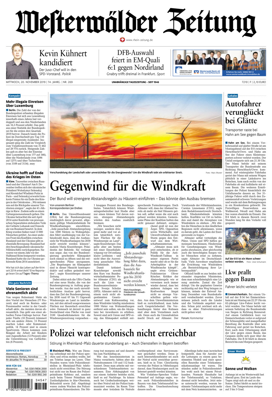 Westerwälder Zeitung vom Mittwoch, 20.11.2019