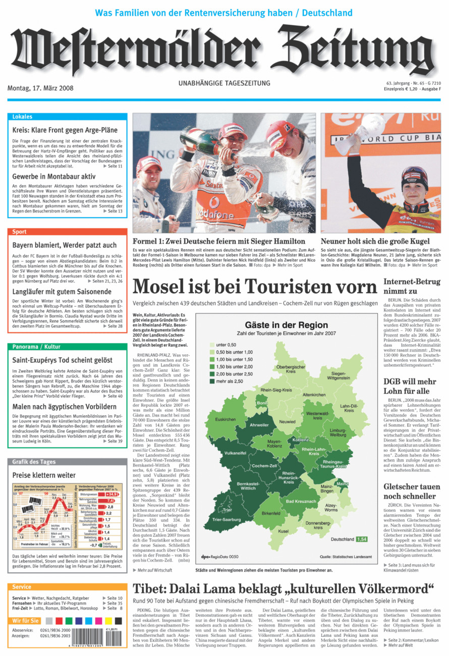 Westerwälder Zeitung vom Montag, 17.03.2008