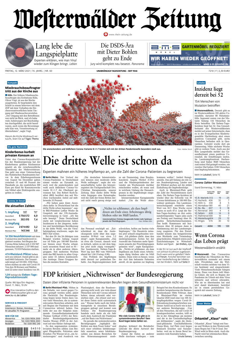 Westerwälder Zeitung vom Freitag, 12.03.2021