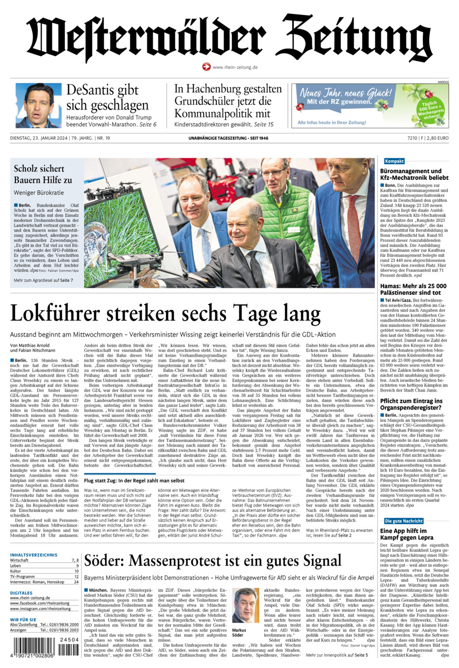 Westerwälder Zeitung vom Dienstag, 23.01.2024