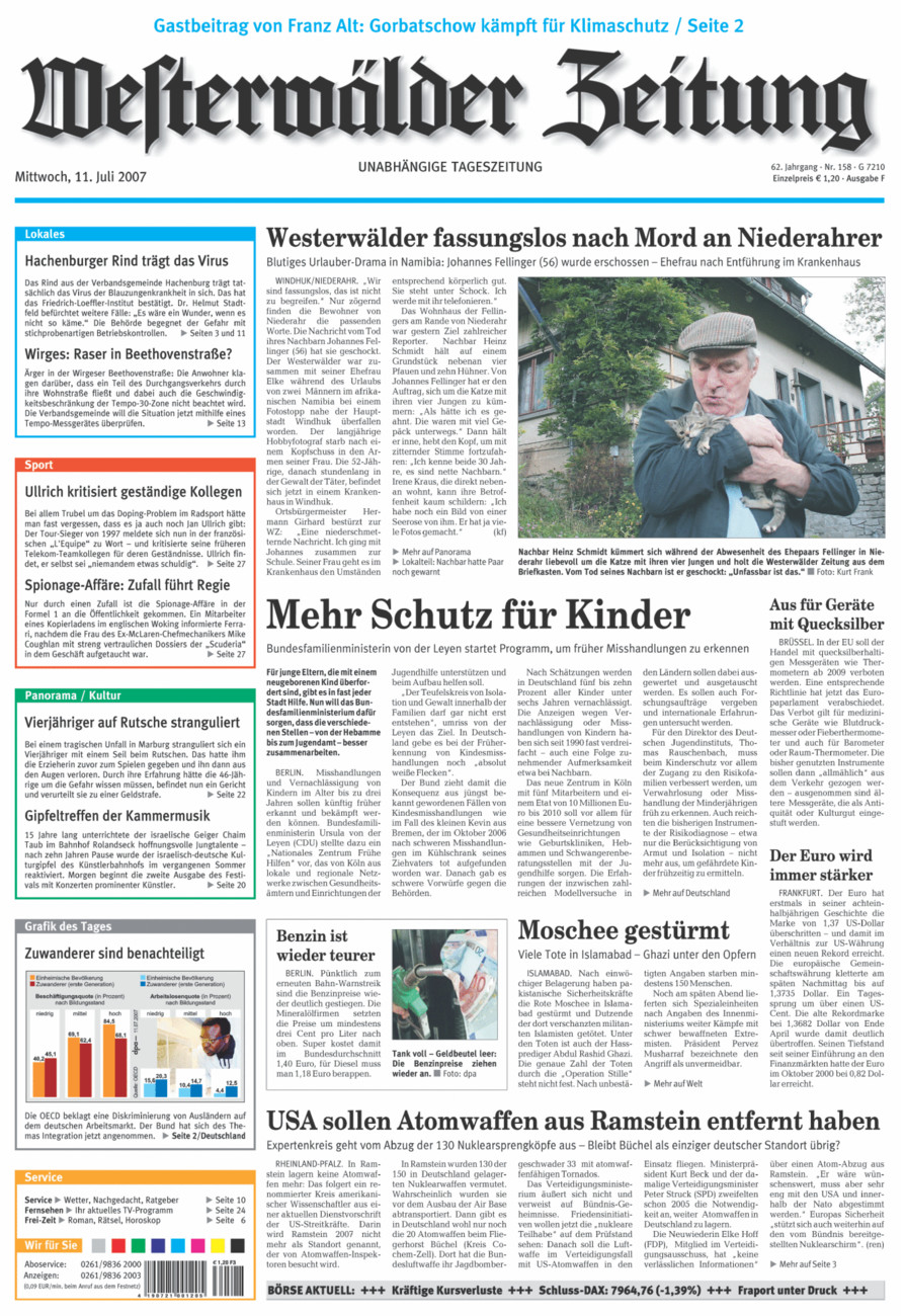 Westerwälder Zeitung vom Mittwoch, 11.07.2007